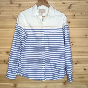 Banana Republic Oxford Shirt Button Front Blue Stripes Size Medium